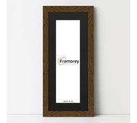 FRAMOREY Panoramic Style Oxford Flat Wooden Effect Picture Frame, 24x12" Dark Oak With 20x8" Black Mount, Handmade Wall Art Frame