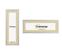 FRAMOREY Panoramic Style Oxford Flat Wooden Effect Picture Frame, 24x12" Silver With 20x8" Ivory Mount, Handmade Wall Art Hanging Frame for Home Decor