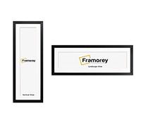 FRAMOREY Panoramic Style, Oxford Flat Wooden Effect Picture Frame, 24x9" Size Matt Black Photo Frame With 20x5" Size White Mount, Handmade Frame, Wall Art Hanging Frame, Best Home Decor Frames