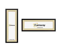 FRAMOREY Panoramic Style, Oxford Flat Wooden Effect Picture Frame, 30x12" Size Ash Black Photo Frame With 26x8" Size Ivory Mount, Handmade Frame, Wall Art Hanging Frame, Best Home Decor Frames
