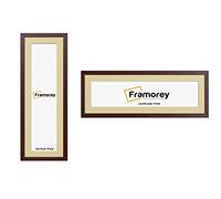 FRAMOREY Panoramic Style Wooden Effect Picture Frame, 30x14" Size Mahogany Photo Frame With 26x10" Size Ivory Mount, Handmade, Wall Art Hanging Frame