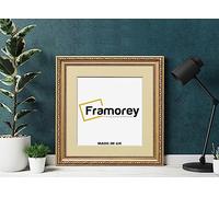 FRAMOREY Shabby Chic Antique Style Picture Frame, 40x40CM Square Size Gold Photo Frame With 30x30CM Size Ivory Mount, Wall Art Poster Frames With Clear Perspex Sheet,