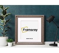 FRAMOREY Shabby Chic Antique Style Picture Frame, 7x7" Square Size Gun Metal Photo Frame With 5x5" Size White Mount, Wall Art Poster Frames With Clear Perspex Sheet,
