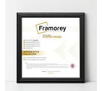 FRAMOREY Square Black Picture Frame, 18x18 Inch Size Photo Frames, LW Antique Poster Frame, Wall Hanging Oxford Frames, Premium Wooden Effect Frame
