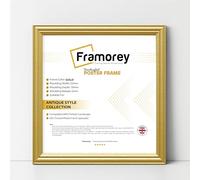 FRAMOREY Square Gold Picture Frame, 10x10 Inch Size Photo Frames, LW Antique Poster Frame, Wall Hanging Oxford Frames, Premium Wooden Effect Frame