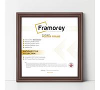 FRAMOREY Square Mahogany Picture Frame, 11x11 Inch Size Photo Frames, LW Antique Poster Frame, Wall Hanging Oxford Frames, Premium Wooden Effect Frame