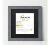 FRAMOREY Square Oxford Flat Wooden Effect Picture Frame, 11x11" Size Dark Grey Photo Frame With 9x9" Size Black Mount, Photo Print Frame, Best Photo Frames For Birthday Gift