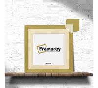 FRAMOREY Square Oxford Flat Wooden Effect Picture Frame, 14x14" Size Gold Photo Frame With 12x12" Size Ivory Mount, Photo Print Frame, Best Photo Frames For Birthday Gift
