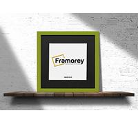 FRAMOREY Square Oxford Flat Wooden Effect Picture Frame, 40x40CM Size Lime Green Photo Frame With 30x30CM Size Black Mount, Photo Print Frame, Best Photo Frames For Birthday Gift