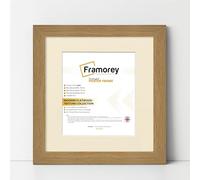FRAMOREY Square Oxford Flat Wooden Effect Picture Frame, 40x40CM Size Oak Photo Frame With 30x30CM Size Ivory Mount, Photo Print Frame, Best Photo Frames For Birthday Gift
