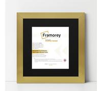 FRAMOREY Square Oxford Flat Wooden Effect Picture Frame, 60x60CM Size Gold Photo Frame With 50x50CM Size Black Mount, Photo Print Frame, Best Photo Frames For Birthday Gift