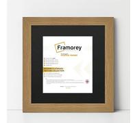FRAMOREY Square Oxford Flat Wooden Effect Picture Frame, 9x9" Size Oak Photo Frame With 7x7" Size Black Mount, Photo Print Frame, Best Photo Frames For Birthday Gift
