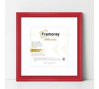 FRAMOREY Square Photo Frame, 11x11" Size Red Picture Frame With 9x9" Size White Mount, LW Antique Style Home Wall Decor Frame, Wall Hanging Art Poster Frames, MDF Wood Frames