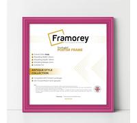 FRAMOREY Square Pink Picture Frame, 11x11 Inch Size Photo Frames, LW Antique Poster Frame, Wall Hanging Oxford Frames, Premium Wooden Effect Frame