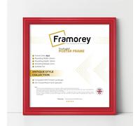 FRAMOREY Square Red Picture Frame, 50x50 CM Size Photo Frames, LW Antique Poster Frame, Wall Hanging Oxford Frames, Premium Wooden Effect Frame