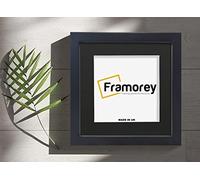 FRAMOREY Square Size Box Molding 11x11" Black Picture Frame, Poster Frame, With 9x9" Black Mount, Deep Box Solid Wood Frame