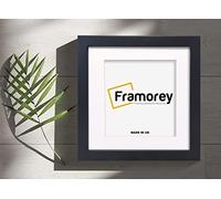 FRAMOREY Square Size Box Molding 11x11" Black Picture Frame, Poster Frame, With 9x9" White Mount, Deep Box Solid Wood Frame