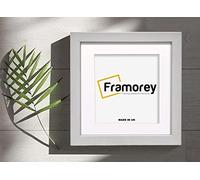 FRAMOREY Square Size Box Molding 25x25CM White Picture Frame, Poster Frame, With 20x20CM White Mount, Deep Box Solid Wood Frame