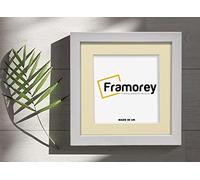 FRAMOREY Square Size Box Molding 28x28" White Picture Frame, Poster Frame, With 24x24" Ivory Mount, Deep Box Solid Wood Frame