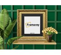 FRAMOREY Square Size Picture Frame, 13x13" Size Gold Photo Frame With 11x11" Size Black Mount, Dahlia Ornate Effect Wall Art Poster Frame, Casual Wall Art Frames