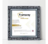 FRAMOREY Square Size Picture Frame, 19x19 Inch Size Silver Photo Frame, Dahlia Ornate Effect Wall Art Poster Frame, Casual Wall Art Frames