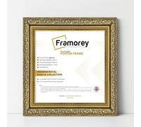 FRAMOREY Square Size Picture Frame, 40x40 CM Size Gold Photo Frame, Dahlia Ornate Effect Wall Art Poster Frame, Casual Wall Art Frames