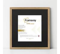 FRAMOREY Square Size Thin Matt Photo, Handmade Flat Thin Picture Frame, 14x14" Size Oak Picture Frame With 12x12" Size Black Mount, Photo Print Frames