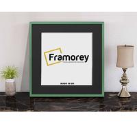FRAMOREY Square Size Thin Matt Photo, Handmade Flat Thin Picture Frame, 15x15" Size Green Picture Frame With 13x13" Size Black Mount, Photo Print Frames