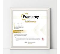 FRAMOREY Square White Picture Frame, 25x25 CM Size Photo Frames, LW Antique Poster Frame, Wall Hanging Oxford Frames, Premium Wooden Effect Frame