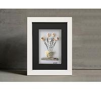 FRAMOREY Stylish Front Mount Display Picture Artwork White A5 Photo Print Frame with A6 Black Mount Shadow Box Frame - Shadowbox Display Case Wooden Picture Frame