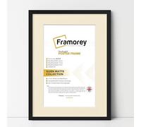 FRAMOREY Thin Matt Black Photo Frame 14x11" Size Picture Frames With 11x9" Size Ivory Mount, Flat Wooden Effect Photo Frame, Home Décor Frame, Wall Art Poster Frames