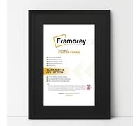 FRAMOREY Thin Matt Black Photo Frames 22x16" Size Picture Frame With 18x12" Size Black Mount, Flat Wooden Effect Photo Frames, Home Décor Frame, Wall Art Poster Frame