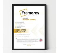 FRAMOREY Thin Matt Black Poster Frame, Wooden Effect Photo Frames, 18x9 Inch Size Picture Frame, Wall Display Hanging Photo Print Frames