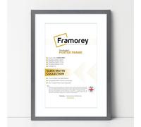 FRAMOREY Thin Matt Dark Grey Photo Frames 14x11" Size Picture Frames With 12x8" Size White Mount, Flat Wooden Effect Photo Frames, Home Décor Frame, Wall Art Poster Frame