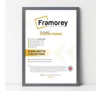 FRAMOREY Thin Matt Dark Grey Poster Frame, Wooden Effect Photo Frame, 12x10 Inch Size Picture Frames, Wall Display Hanging Frames, Photo Print Frames