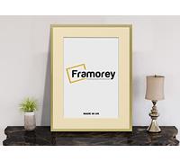FRAMOREY Thin Matt Gold Photo Frame - 24x20" Size With 20x16" Size Ivory Mount, Flat Wooden Effect Home Décor Wall Art Frame