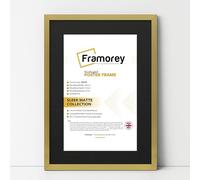 FRAMOREY Thin Matt Gold Photo Frame 50x60CM Size Picture Frames With 40x50CM Size Black Mount, Flat Wooden Effect Photo Frame, Home Décor Frame, Wall Art Poster Frame