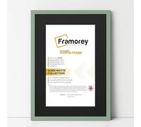 FRAMOREY Thin Matt Green Photo Frames 50x60CM Size Picture Frame With 40x50CM Size Black Mount, Flat Wooden Effect Photo Frames, Home Décor Wall Art Poster Frame