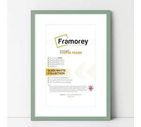 FRAMOREY Thin Matt Green Photo Framess 24x18" Size Picture Frame With 20x14" Size White Mount, Flat Wooden Effect Photo Framess, Home Décor Wall Art Poster Frame