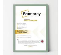 FRAMOREY Thin Matt Green Poster Frame, Wooden Effect Photo Frame, 16x7 Inch Size Picture Frames, Wall Display Hanging Photo Print Frames