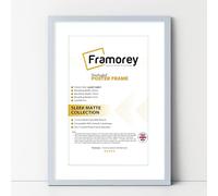 FRAMOREY Thin Matt Light Grey Photo Frames A4 Size Picture Frame With A5 Size White Mount, Flat Wooden Effect Photo Frames, Home Décor Frame, Wall Art Poster Frame