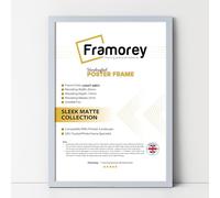 FRAMOREY Thin Matt Light Grey Poster Frame, Wooden Effect Photo Frame, 16x14 Inch Size Picture Frames, Wall Display Hanging Photo Print Frames