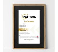 FRAMOREY Thin Matt Oak Photo Frame 50x60CM Size Picture Frame With 40x50CM Size Black Mount, Flat Wooden Effect Photo Frame, Home Décor Frame, Wall Art Poster Frame
