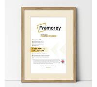 FRAMOREY Thin Matt Oak Photo Frame 50x60CM Size Picture Frame With 40x50CM Size Ivory Mount, Flat Wooden Effect Photo Frame, Home Décor Frame, Wall Art Poster Frame