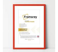FRAMOREY Thin Matt Red Photo Frames 20x16" Size Picture Frame With 16x12" Size White Mount, Flat Wooden Effect Photo Frames, Home Décor Frame, Wall Art Poster Frame