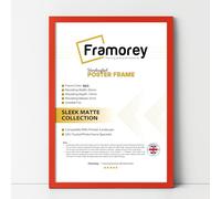 FRAMOREY Thin Matt Red Poster Frame, Wooden Effect Photo Frame, 11x9 Inch Size Picture Frames, Wall Display Hanging Photo Print Frames