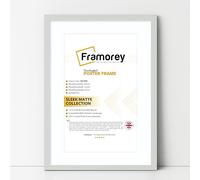 FRAMOREY Thin Matt Silver Photo Frames 50x60CM Size Picture Frame With 40x50CM Size White Mount, Flat Wooden Effect Photo Frames, Home Décor Frame, Wall Art Poster Frame