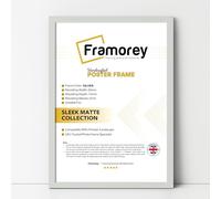 FRAMOREY Thin Matt Silver Poster Frame, Wooden Effect Photo Frame, 14x11 Inch Size Picture Frames, Wall Display Hanging Frames, Photo Print Frames