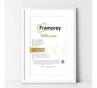 FRAMOREY Thin Matt White Photo Frames 24x20" Size Picture Frame With 20x16" Size White Mount, Flat Wooden Effect Photo Frames, Home Décor Frame, Wall Art Poster Frame