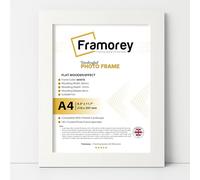 FRAMOREY White A4 Picture Frame, Art Print and Certificate Display, 21x29.7 cm Wood Picture Frames, Freestanding and Wall Mountable, Document Frame with Plexiglass Window